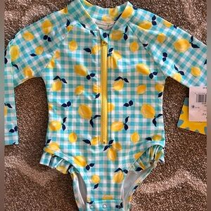 Little Me NWT Lemon Rashguard UPF 50 Swimsuit